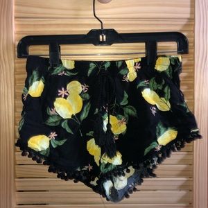 Cute lemon pom pom shorts